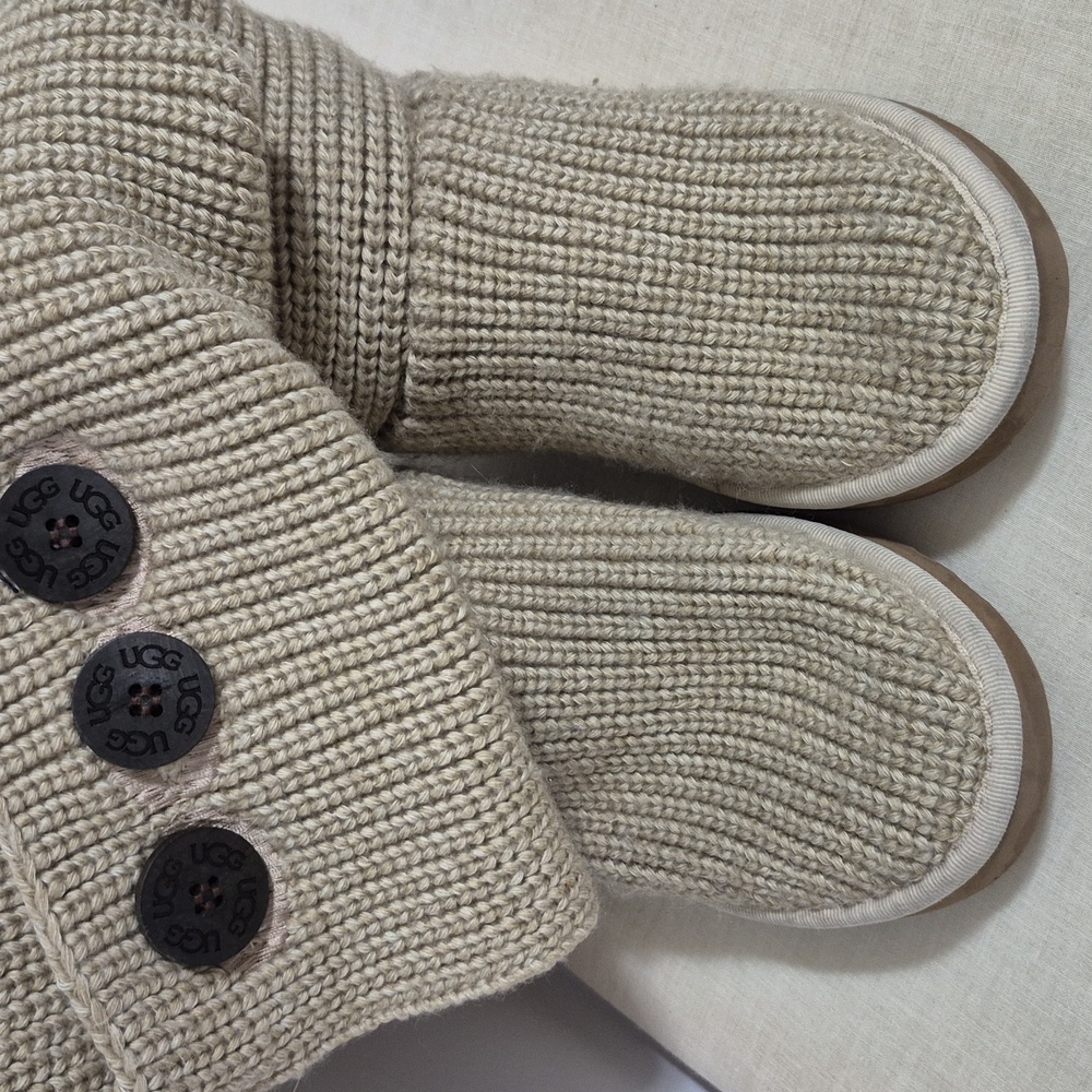 UGG Women's Beige Knit Button Boots - Picture 11 of 15